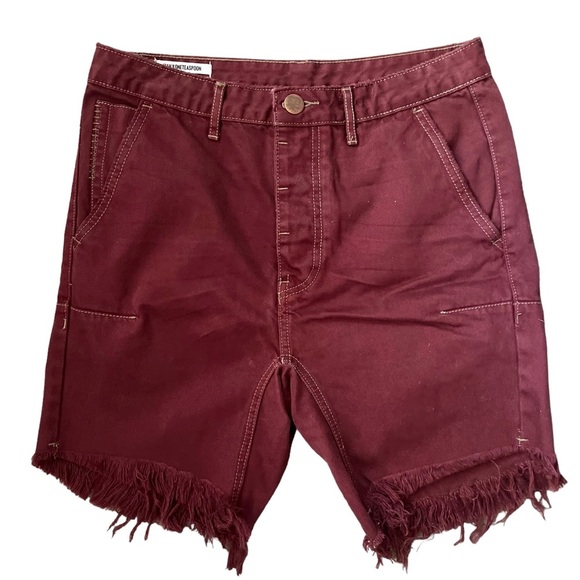 One Teaspoon BORDEAUX MR PINKS RELAXED STRAIGHT LEG SHORT Size 28 - Picture 13 of 15